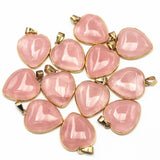 Rose Quartz Heart Shape Pendants 12PCS