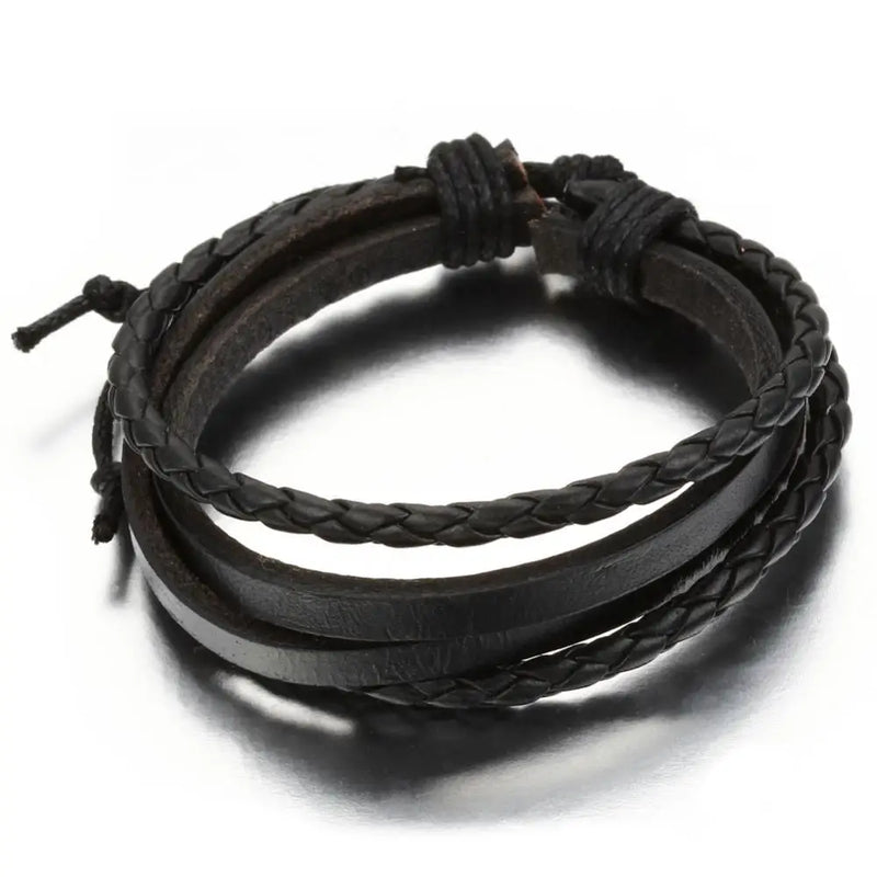 Handcraft Leather Wrap Bracelet Cowhide Rope Bangle Men Jewelry