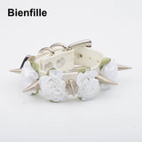Spiked Flowers Leather Bracelet Punk Style Men Women Jewelry