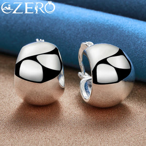 925 Silver Egg Shape Hoop Earrings for Women - Wedding Jewelry Gift