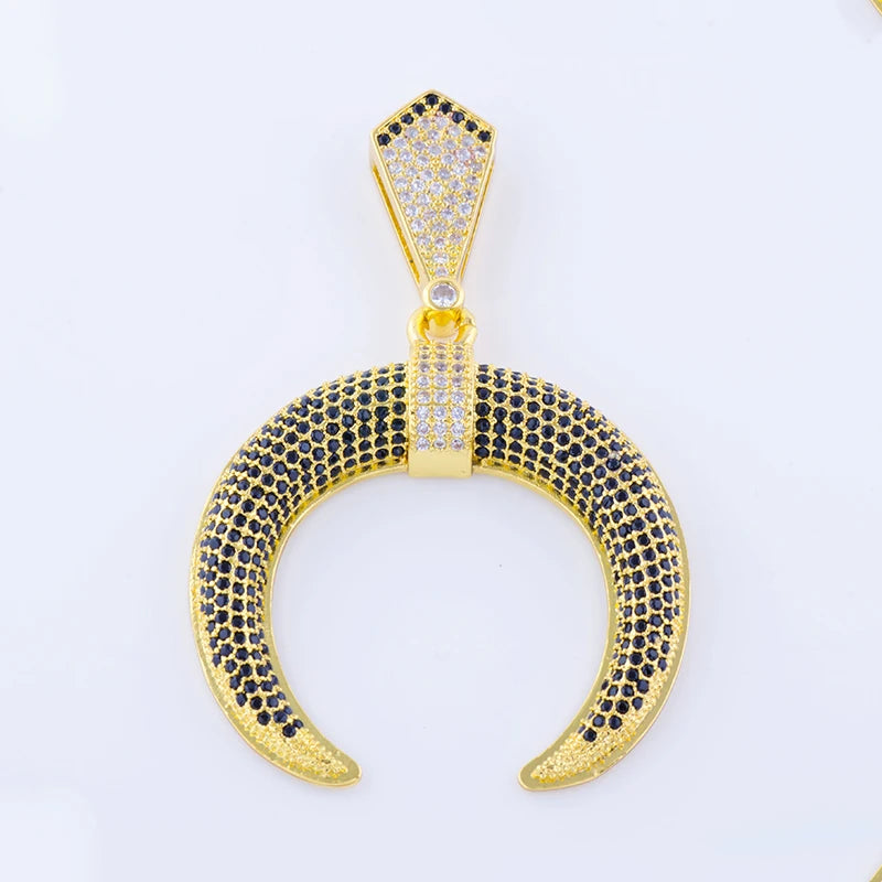 Vintage Zircon Moon Dangle Charms for Jewelry Making