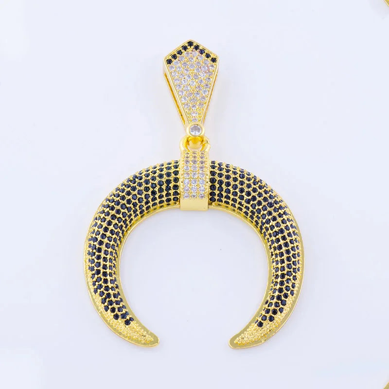 Vintage Zircon Moon Dangle Charms for Jewelry Making