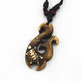 Hand Carved Hawaiian Surfer Sea Turtles Pendant Necklace Gift