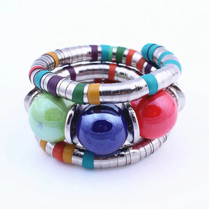 Snake Bracelet Resin Inlay Roundness Bead Flexible Adjust Bracelet Bangles