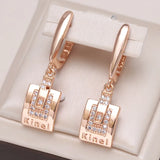 Kinel 585 Rose Square Zircon Earrings Women Fine Jewelry