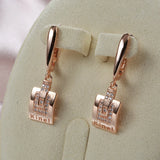 Kinel 585 Rose Square Zircon Earrings Women Fine Jewelry