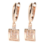 Kinel 585 Rose Square Zircon Earrings Women Fine Jewelry