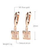 Kinel 585 Rose Square Zircon Earrings Women Fine Jewelry