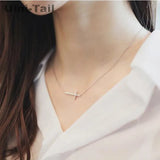 Korea 925 Tibetan Silver Cross Necklace Short Sweet Wild Student Jewelry