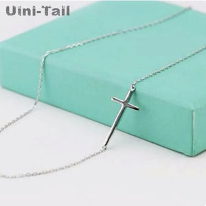 Korea 925 Tibetan Silver Cross Necklace Short Sweet Wild Student Jewelry