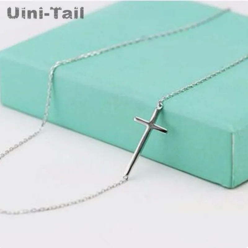 Korea 925 Tibetan Silver Cross Necklace Short Sweet Wild Student Jewelry