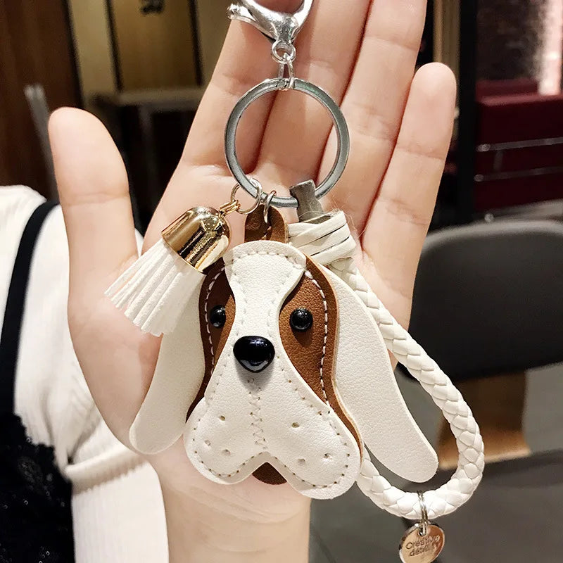 Hot PU Leather Dog Keychain for Women and Men