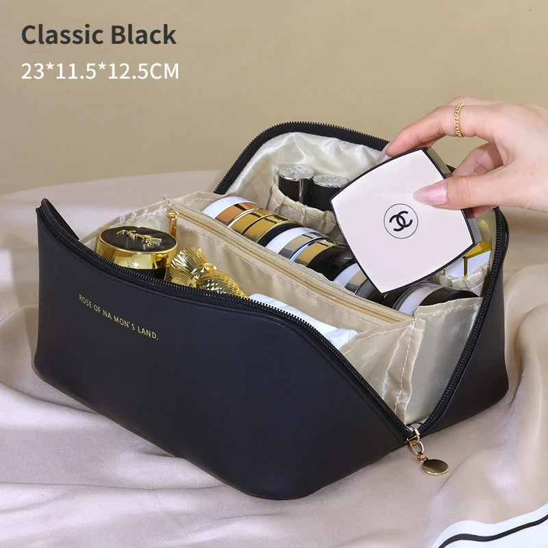 Large Travel Cosmetic Bag PU Makeup Pouch Waterproof Toiletry Kit