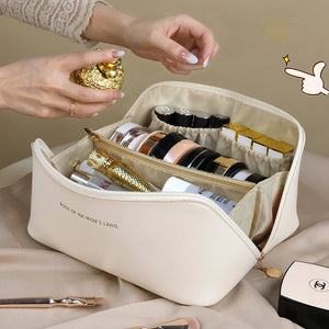 Large Travel Cosmetic Bag PU Makeup Pouch Waterproof Toiletry Kit