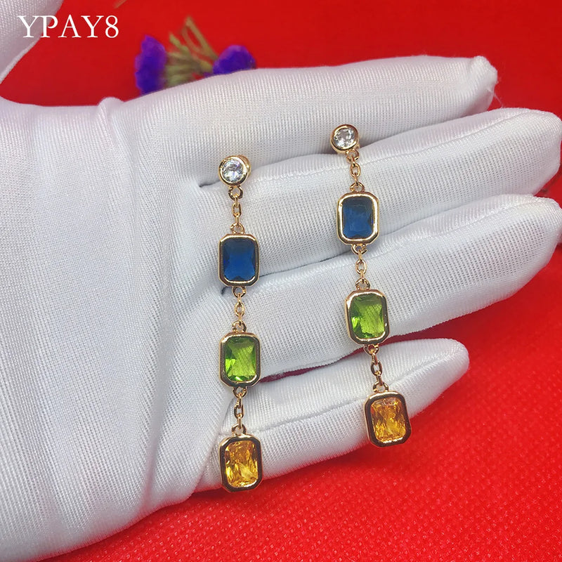 925 Silver Crystal Tassel Stud Earrings for Wedding Party