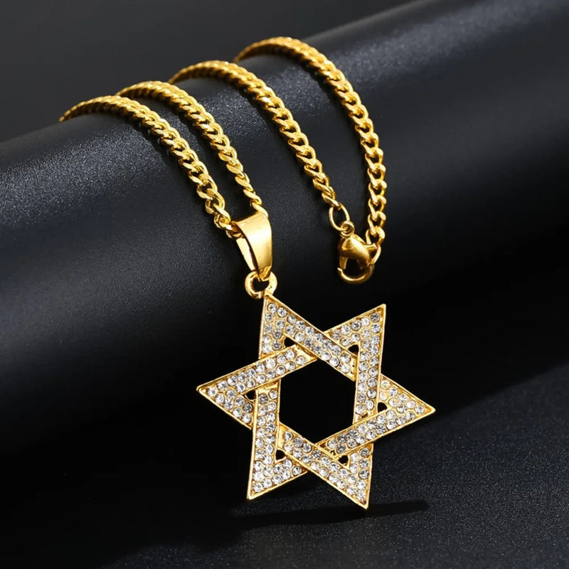 Magen Star of David Cross Pendant Necklace Stainless Steel Jewish Jewelry U1046D