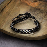 Natural Stone Beads Leather Bracelet Vintage Yoga Jewelry Christmas