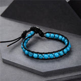Natural Stone Beads Leather Bracelet Vintage Yoga Jewelry Christmas