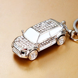 Mini Car Keychain Rhinestone Key Rings for Men Women Car Decorations