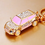Mini Car Keychain Rhinestone Key Rings for Men Women Car Decorations