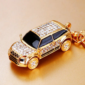 Mini Car Keychain Rhinestone Key Rings for Men Women Car Decorations