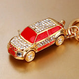 Mini Car Keychain Rhinestone Key Rings for Men Women Car Decorations