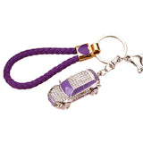 Mini Car Keychain Rhinestone Key Rings for Men Women Car Decorations