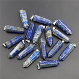 Natural Lapis Lazuli Stone Pillar Pendants 12pcs