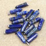 Natural Lapis Lazuli Stone Pillar Pendants 12pcs