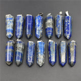 Natural Lapis Lazuli Stone Pillar Pendants 12pcs