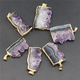 Natural Amethyst Druzy Pendant Necklace Healing Crystal Quartz Jewelry