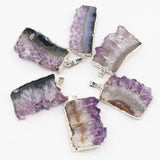 Amethysts Slice Druzys Mexican Pendants Crystal Necklace