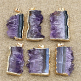 Natural Amethyst Druzy Pendant Necklace Healing Crystal Quartz Jewelry