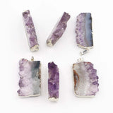 Amethysts Slice Druzys Mexican Pendants Crystal Necklace