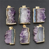 Natural Amethyst Druzy Pendant Necklace Healing Crystal Quartz Jewelry
