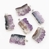 Amethysts Slice Druzys Mexican Pendants Crystal Necklace