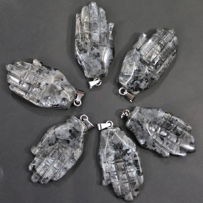 Labradorite Hand Palm Pendants for Necklace Jewelry Making