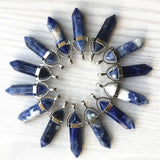 Natural Stone Point Pillar Pendants Healing Charms Bullet Pendulum Necklace