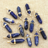 Natural Stone Point Pillar Pendants 24PCS