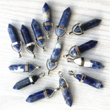 Natural Stone Point Pillar Pendants Healing Charms Bullet Pendulum Necklace