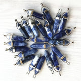 Natural Stone Point Pillar Pendants Healing Charms Bullet Pendulum Necklace