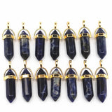 Natural Stone Point Pillar Pendants 24PCS