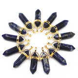 Natural Stone Point Pillar Pendants 24PCS