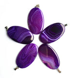 Natural Stone Healing Line Pendant for DIY Necklace 6PCS