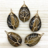 Natural Stone Crystal Roses Quartz Tree of Life Pendants