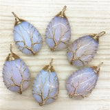Natural Stone Crystal Roses Quartz Tree of Life Pendants