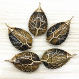 Natural Stone Crystal Roses Quartz Tree of Life Pendants