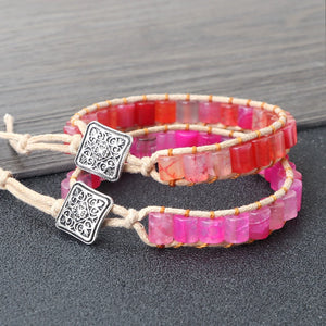 Striped Agate Bracelet Cylindrical Hand-knitted Bangle