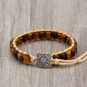 Striped Agate Bracelet Cylindrical Hand-knitted Bangle