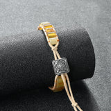 Striped Agate Bracelet Cylindrical Hand-knitted Bangle